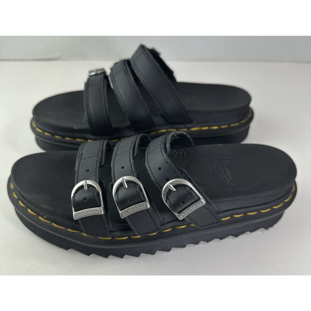 Dr Doc Martens Black Blaire Slides Buckle Strap Sandals Women's US Size 8 Shoes - Picture 5 of 16